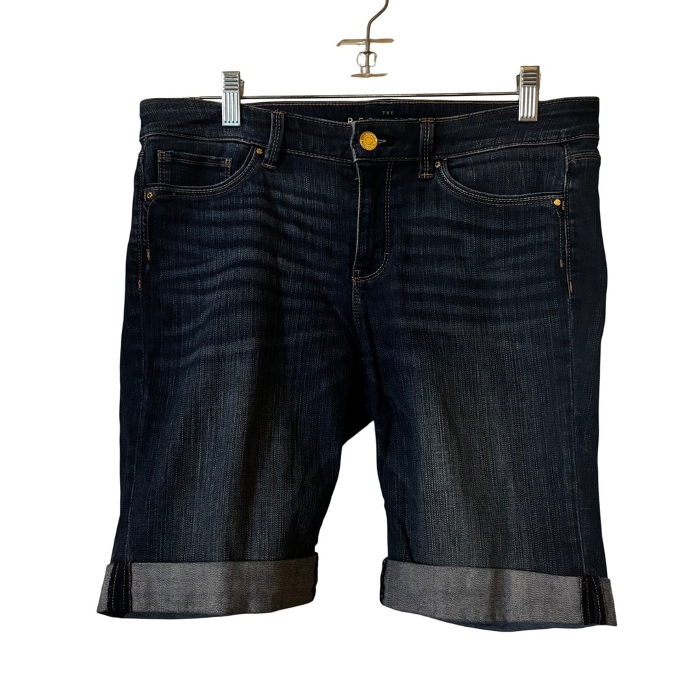 White House Black Market Women's Bermuda Denim Shorts‎ Sz 4 EUC Cuffed Low Rise